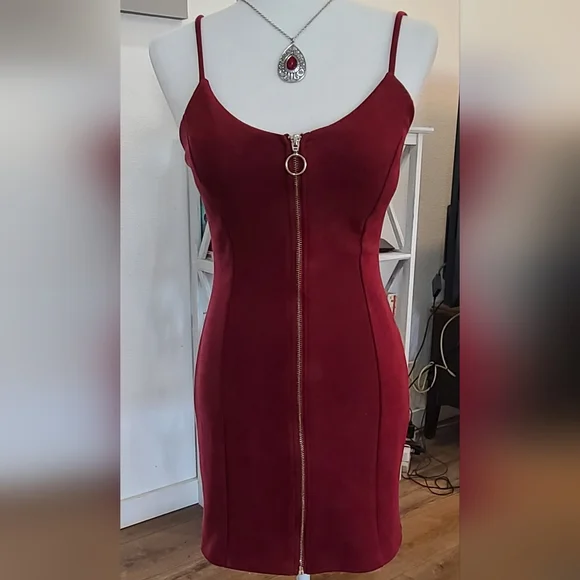 burgundy faux suede dress Gemma Faux Suede Dress main image 1